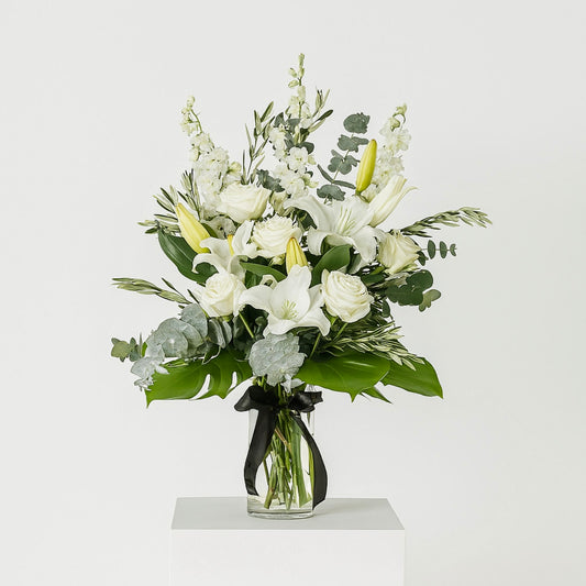 White Lily Rose Vase Arrangement